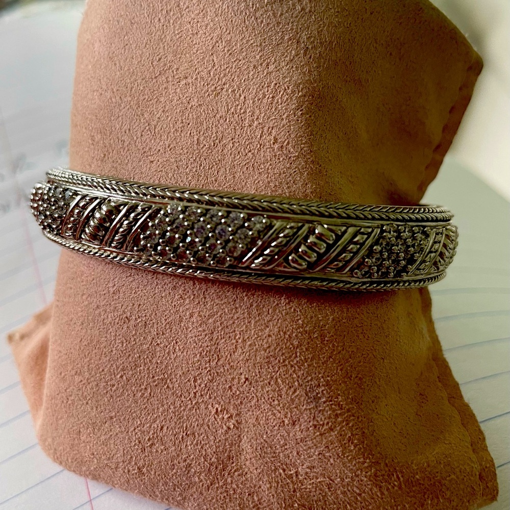 Judith Ripka kick stand sterling silver diamonique bracelet